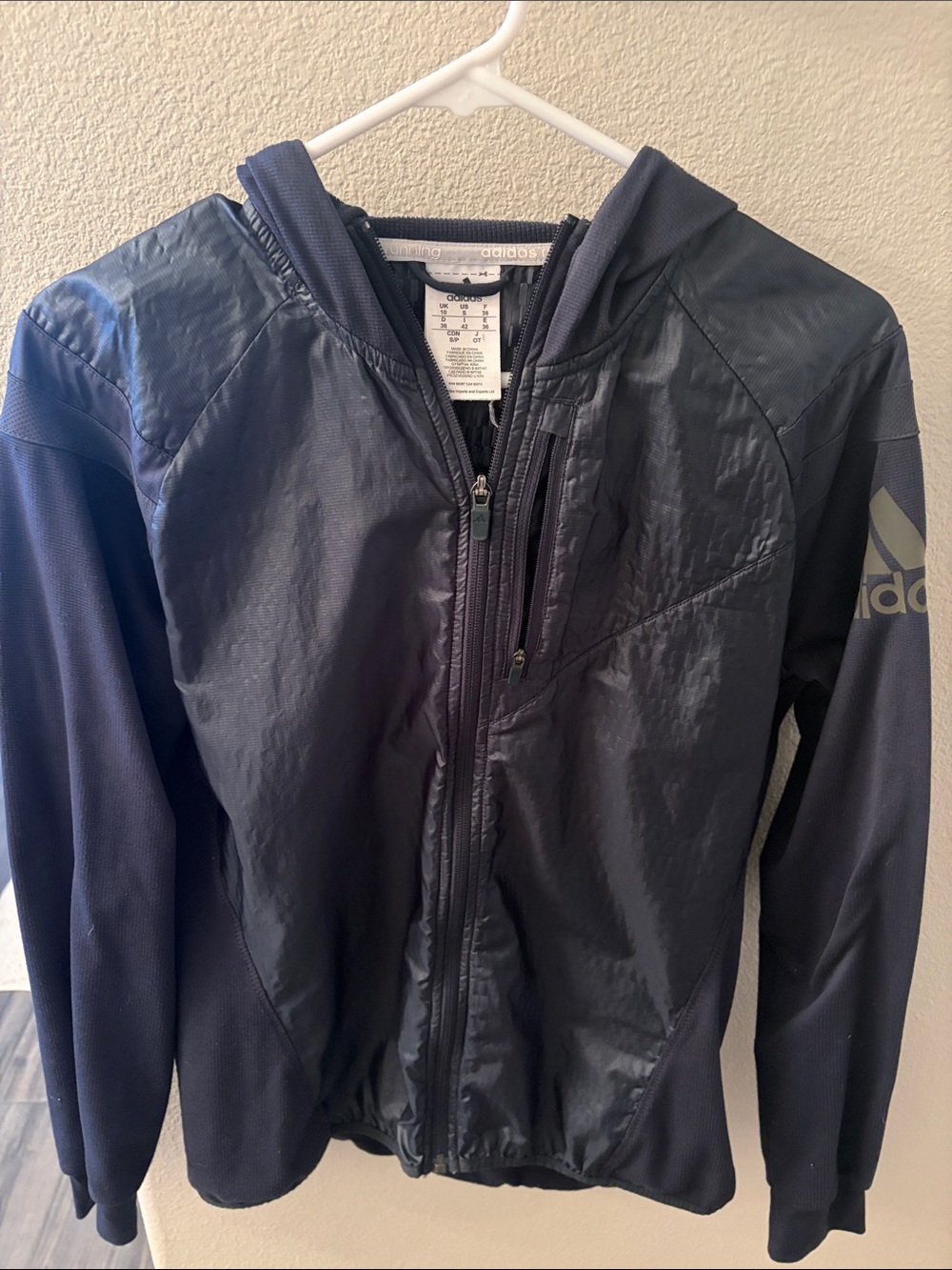 adidas Navy Full-Zip Hooded Performance Jacket